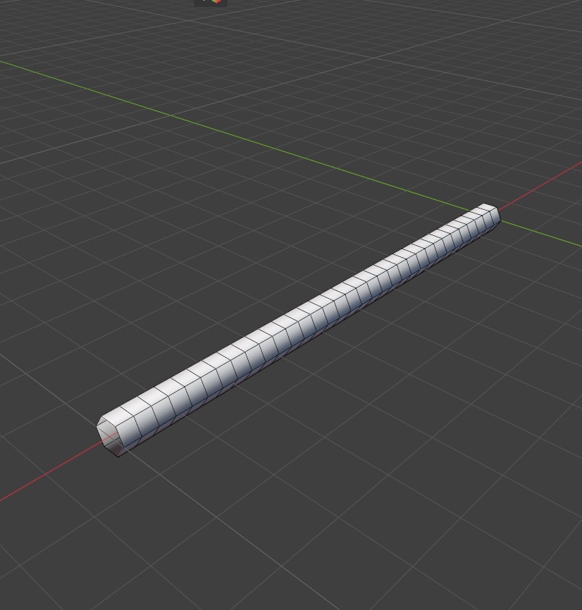 The low-poly 6-sided pipe mesh rendered in Blender with smooth shading